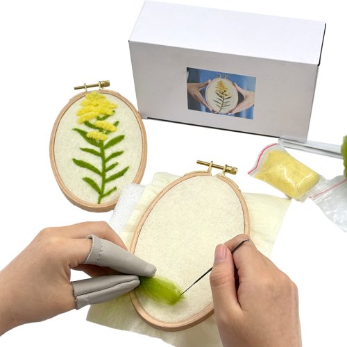 DIY Wool Felt Golden Flower Wall Hanging Felting Kit