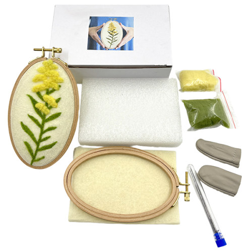 DIY Wool Felt Golden Flower Wall Hanging Felting Kit