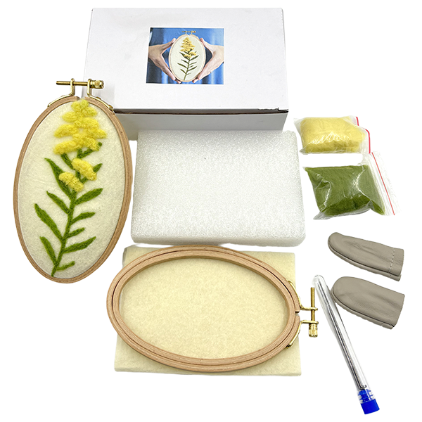 DIY Wool Felt Golden Flower Wall Hanging Felting Kit