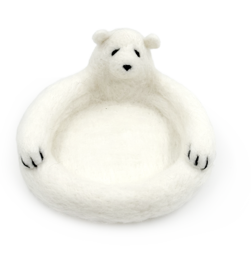DIY White Polar Bear Wool Felt Coaster Felting Kit