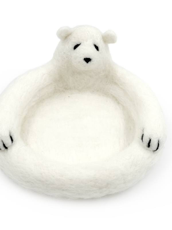 DIY White Polar Bear Wool Felt Coaster Felting Kit