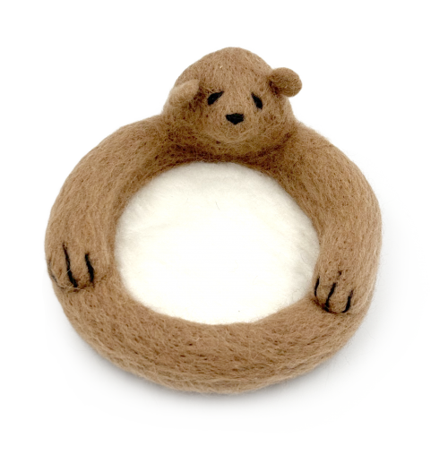 DIY Brown Polar Bear Wool Felt Coaster Felting Kit
