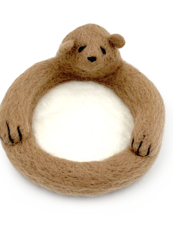 DIY Brown Polar Bear Wool Felt Coaster Felting Kit